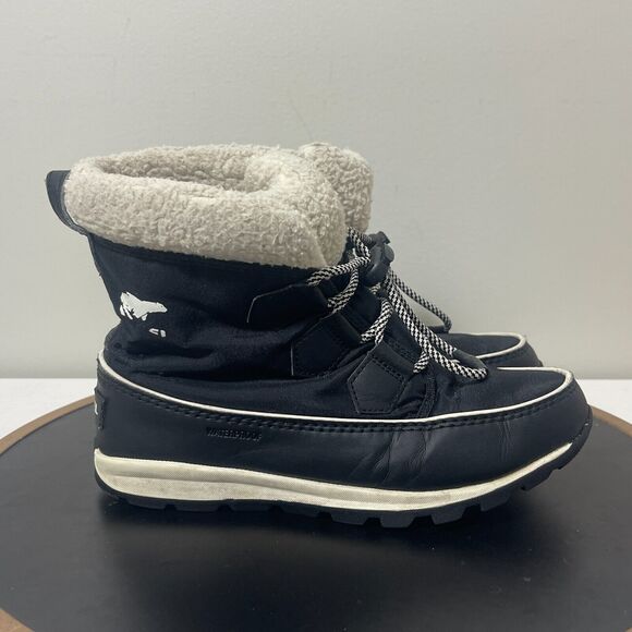 Sorel Whitney II Short Lace WP Boot Waterproof Black Noir US Boysโ 4 - Picture 1 of 12